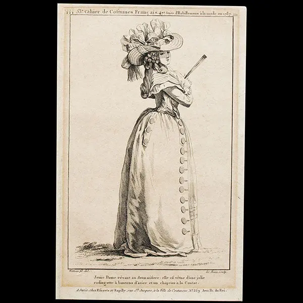 Gallerie Des Modes Et Costumes Français, 1778-1787, Gravure N° Iii 331, Jeune Dame Rêvant Au Doux Mystère Par Watteau (1787) 1