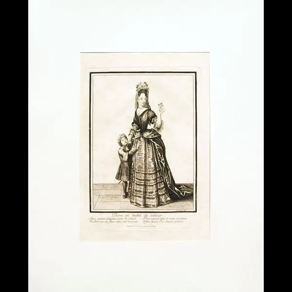 Dame En Habit De Velour, Gravure D'henri Bonnart D'après Robert Bonnart (Circa 1690-1700) 1