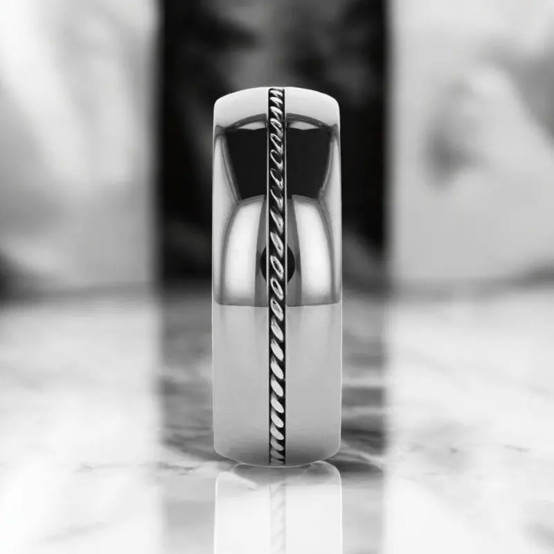 Baldwyn | Silver Tungsten Ring, Braided Palladium 950 Inlay, Domed 5