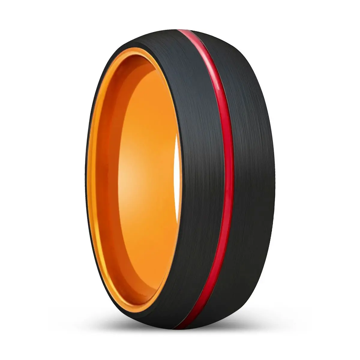 Baltazar | Orange Ring, Black Tungsten Ring, Red Groove, Domed 1
