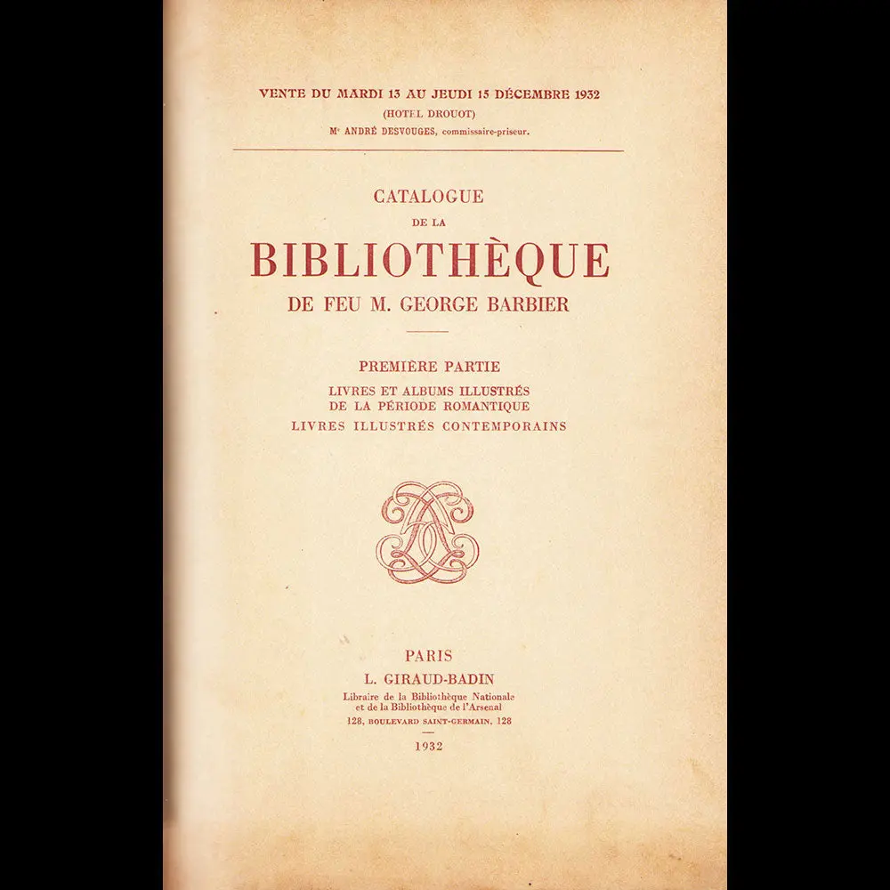 George Barbier - Catalogue De La Bibliothèque De Feu M. George Barbier (1932) 2