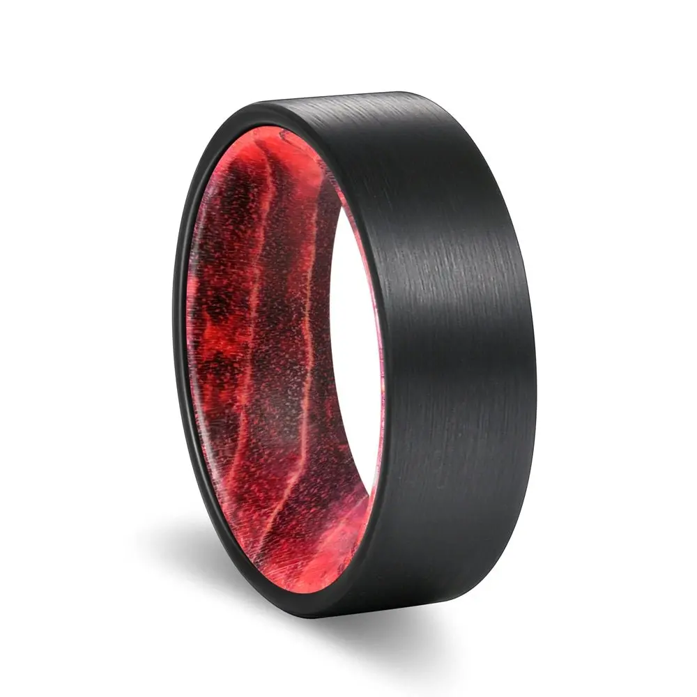 Bark | Black & Red Wood, Black Flat Brushed Tungsten 1