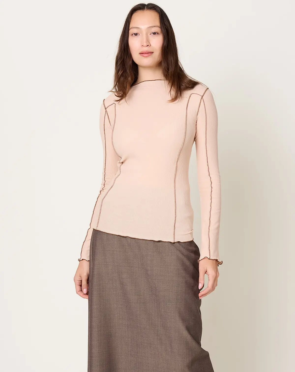 Omato Long Sleeve Tee In Tin Beige 1