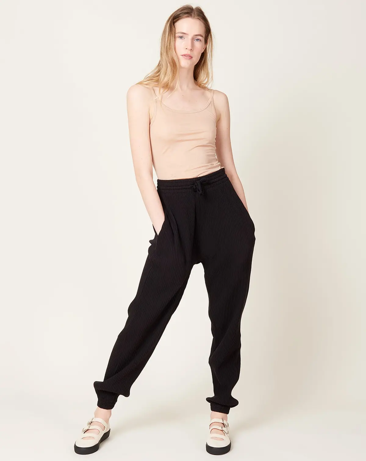Sweat Pants In Black Fleece Rib 1