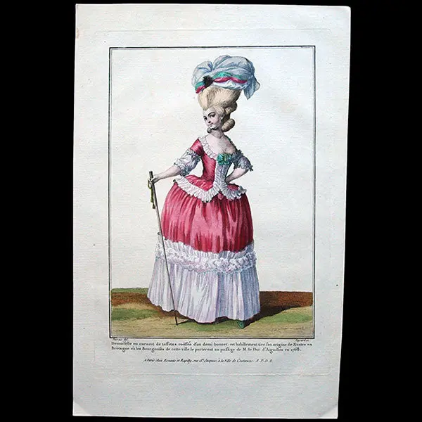 Gallerie Des Modes Et Costumes Français, 1778-1787, Gravure N° M 72, Demoiselle En Caracot (1778) 1
