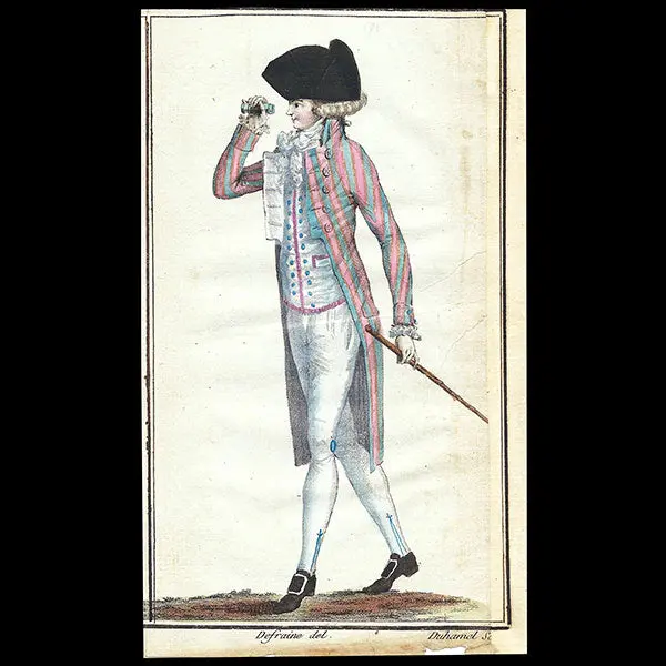 Magasin Des Modes Nouvelles Françaises Et Anglaises, 2Ème Figure, 23Ème Cahier - Jeune Homme En Habit À Revers (11 Juillet 1789) 1