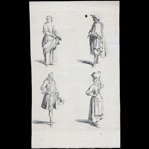 Divers Costumes Français Du Règne De Louis Xiv D'après Sebastien Leclerc, Copie Inversée Du Xviiième Siècle) 1
