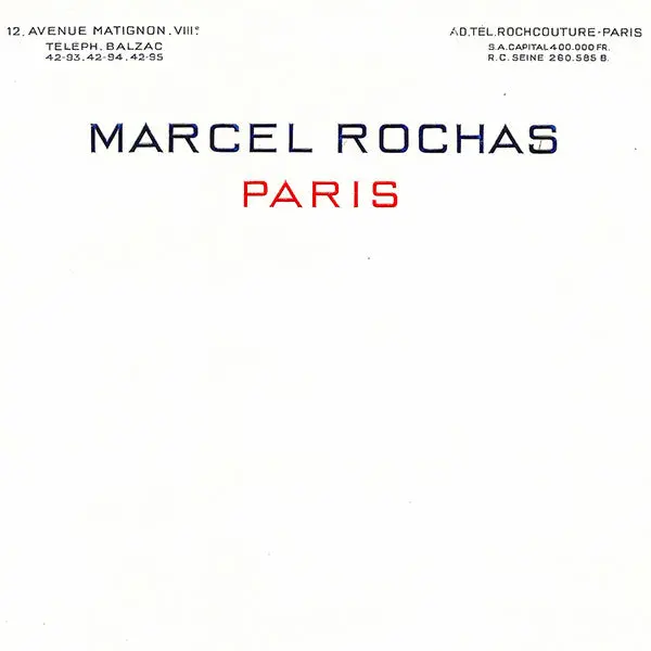 Marcel Rochas - Papier À En-Tête De La Maison Rochas, 12 Avenue Matignon À Paris (1941) 2