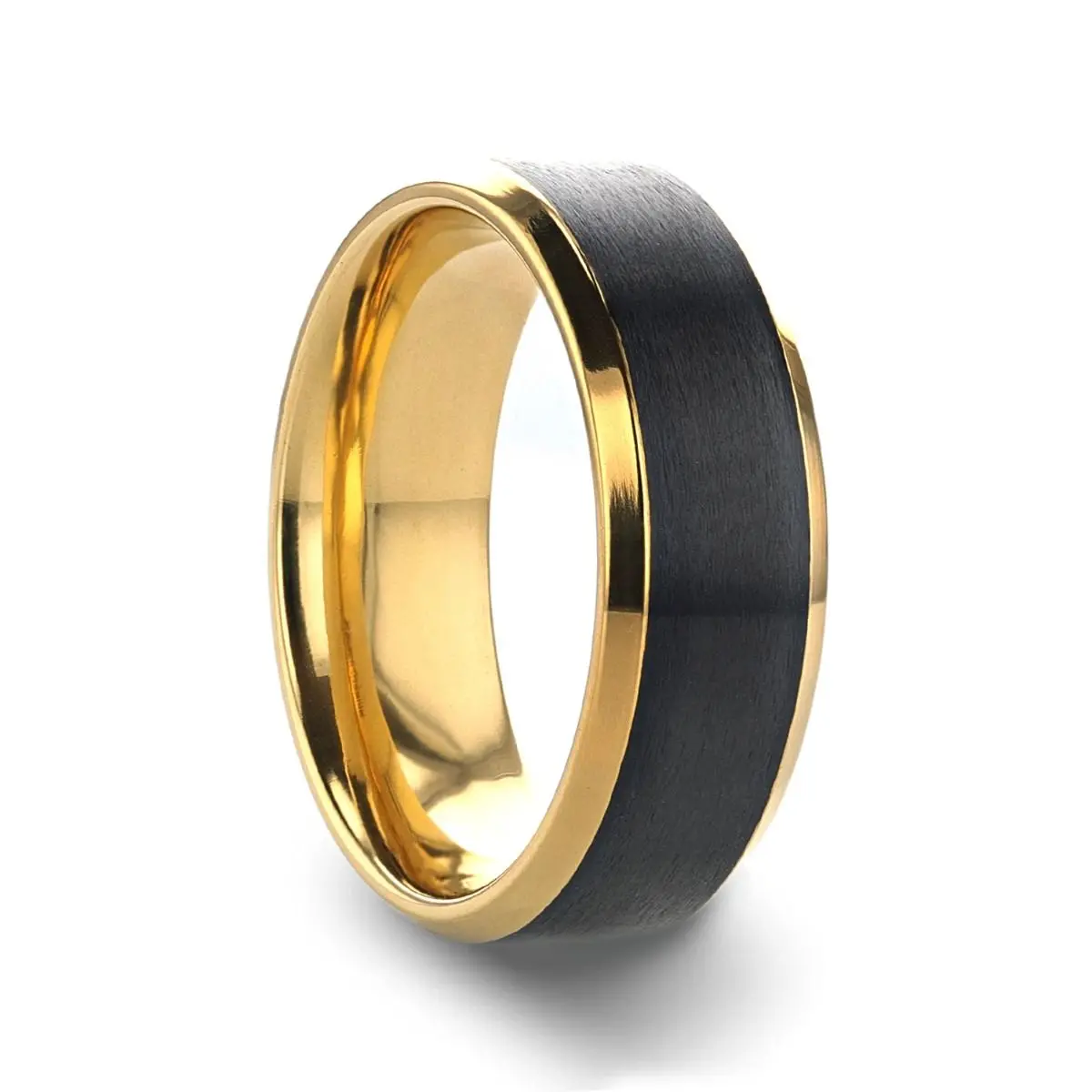 Beaumont | Gold Titanium Ring, Black Brushed, Beveled 1