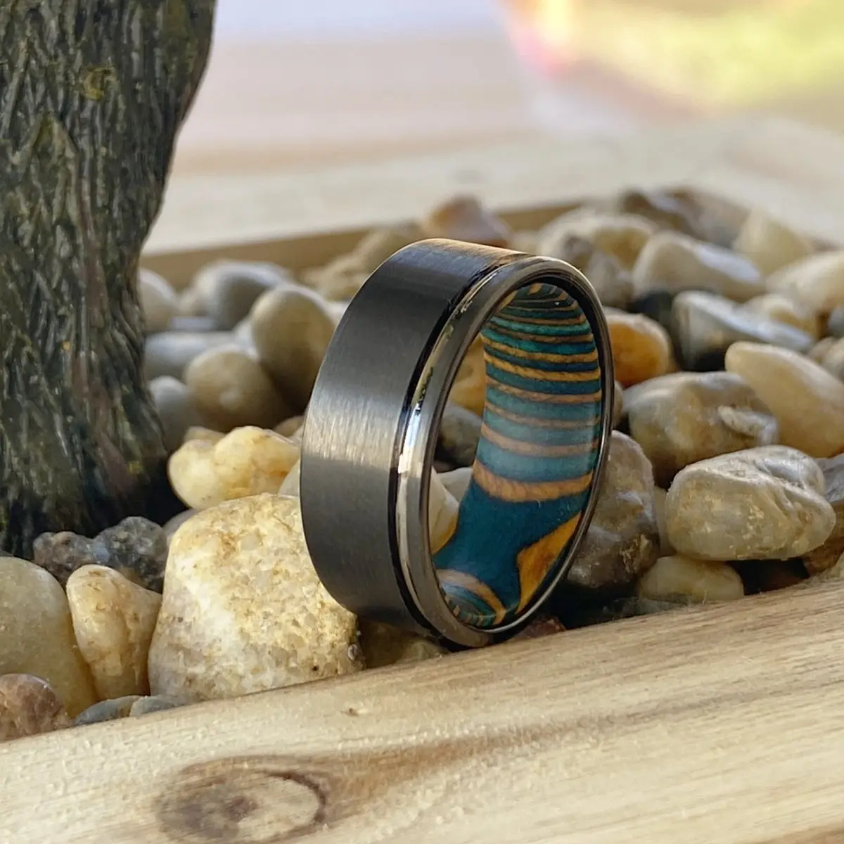 Beck | Green And Yellow Wood, Gunmetal Tungsten Offset Groove 3
