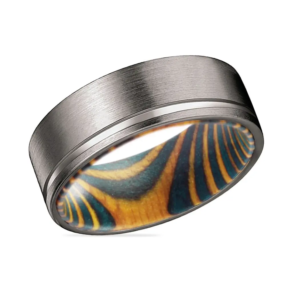 Beck | Green And Yellow Wood, Gunmetal Tungsten Offset Groove 2