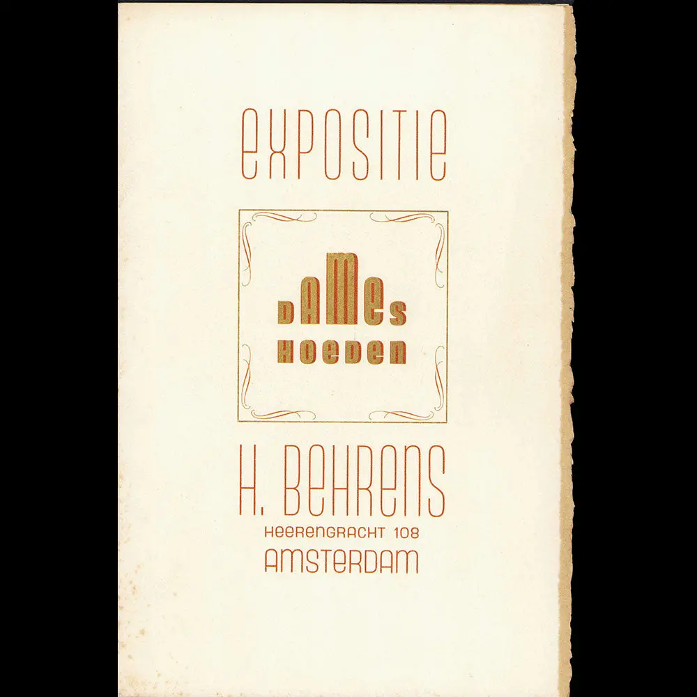 H. Behrens - Dame Hoeden, Annonce De La Nouvelle Collection De Chapeaux (1930S) 1