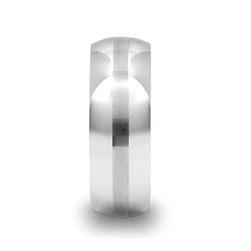 Bellator | Silver Tungsten Ring, Brushed Stripe, Domed, 10Mm, 12Mm 2