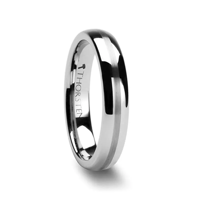 Bellator | Silver Tungsten Ring, Brushed Stripe, Domed, 4Mm, 6Mm, 7Mm, 8Mm 2