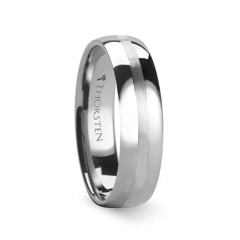 Bellator | Silver Tungsten Ring, Brushed Stripe, Domed, 4Mm, 6Mm, 7Mm, 8Mm 3