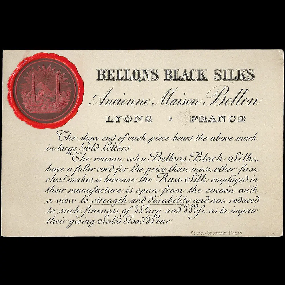 Bellons Black Silks - Carte De La Maison De Soie (Circa 1890-1900) 1