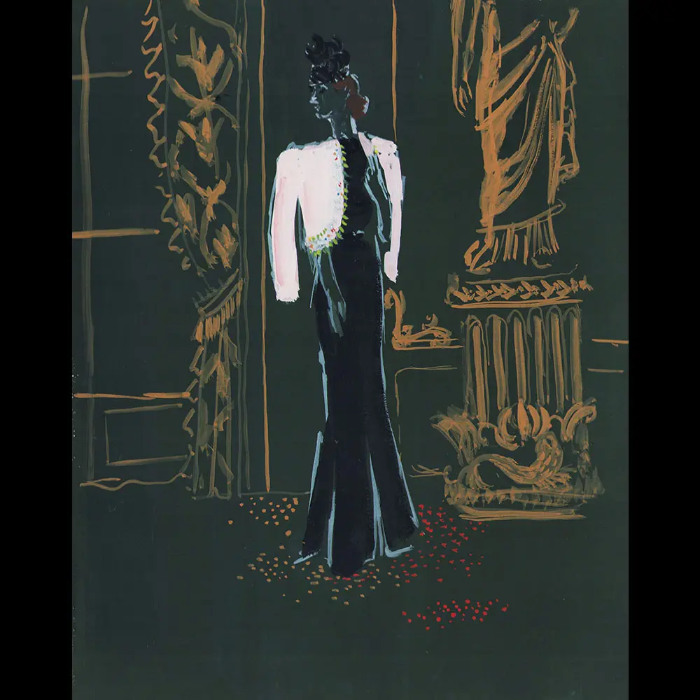 Schiaparelli - Elégante Au Boléro Brodé, Dessin De Christian Bérard (1937) 2
