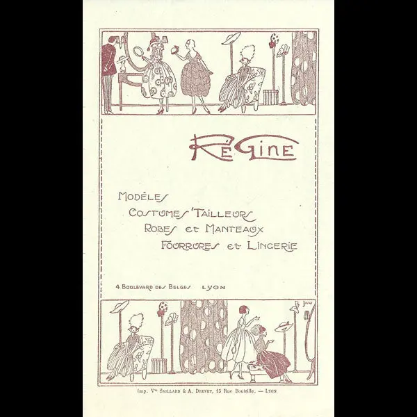 Document Publicitaire De La Maison Régine, 4 Boulevard Des Belges À Lyon (Circa 1920) 1