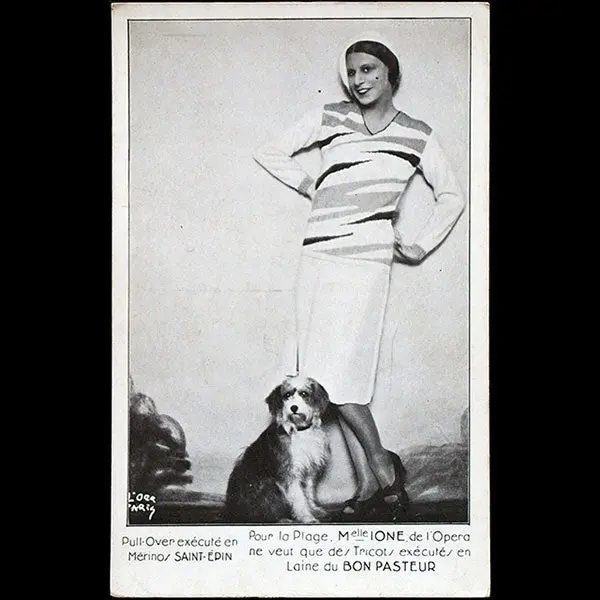 D'ora - Tenue De Plage En Laine Du Bon Pasteur Portée Par Genevieve Ione, Ensemble De 3 Cartes (Circa 1925) 1