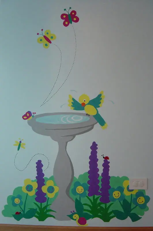 Birdbath Paint-By-Number Wall Mural 2