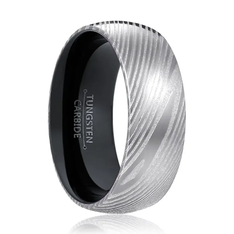 Blade | Black Ring, Silver Damascus Steel, Domed 1