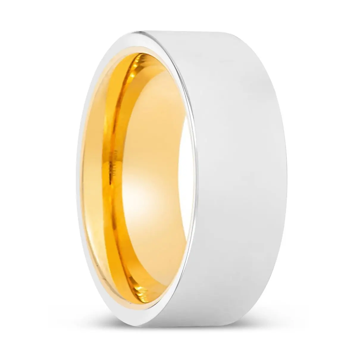 Blane | Gold Ring, Silver Tungsten Ring, Shiny, Flat 1