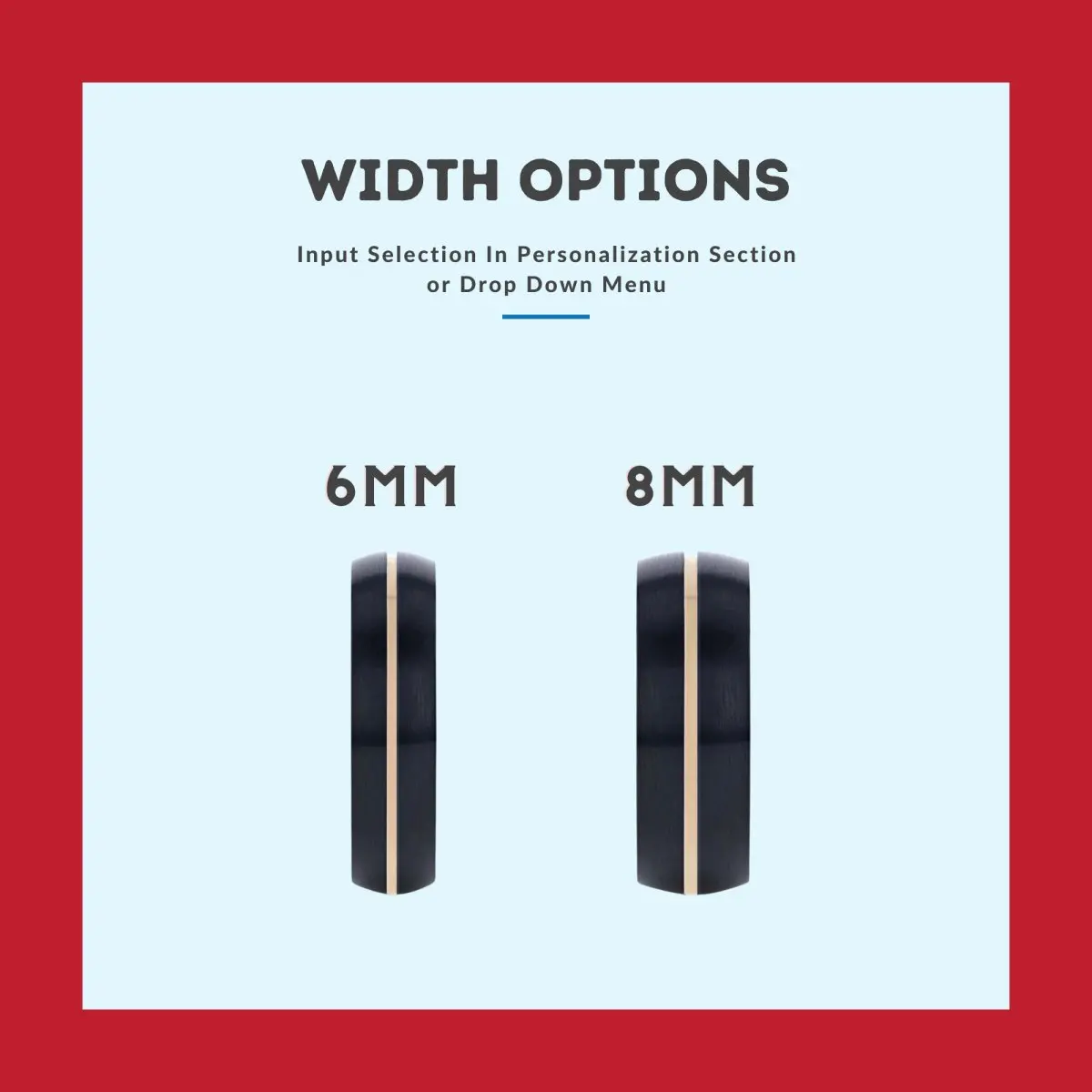 Bold | Red Ring, Black Tungsten Ring, Rose Gold Groove, Domed 3