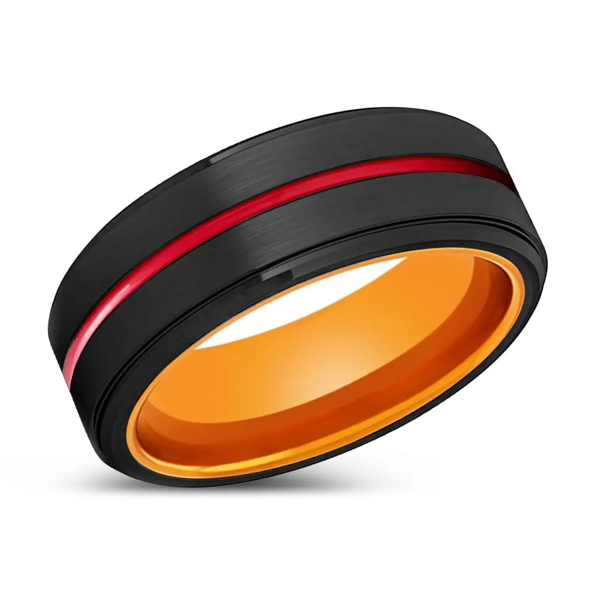 Bolmer | Orange Ring, Black Tungsten Ring, Red Groove, Stepped Edge 2