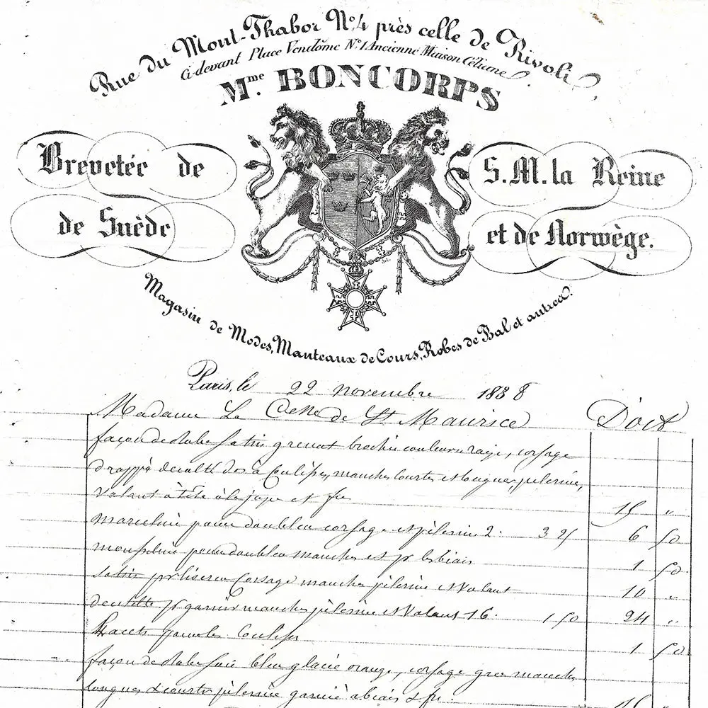 Boncorps - Facture Du Magasin De Modes, 4 Rue Du Mont-Thabor À Paris (1838) 2