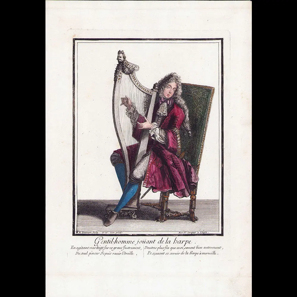 Bonnart - Gentilhomme Jouant De La Harpe (Circa 1680S) 1