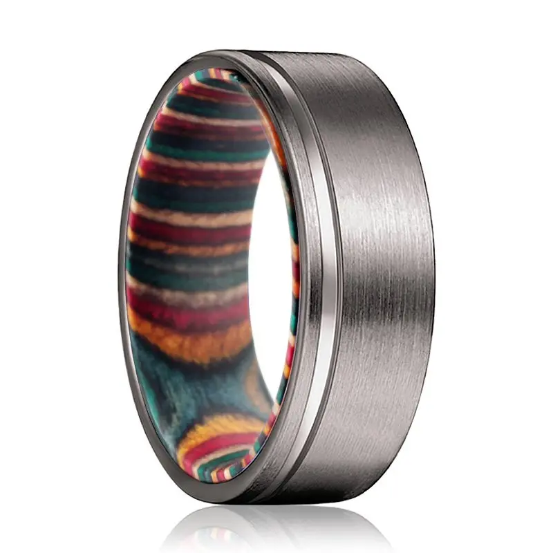 Bow | Multi Color Wood, Gunmetal Tungsten Offset Groove 1