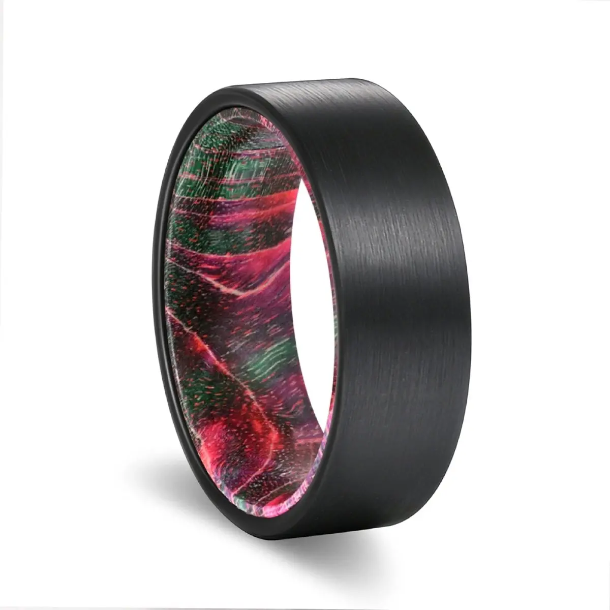 Boxer | Green And Red Wood, Black Flat Brushed Tungsten 1
