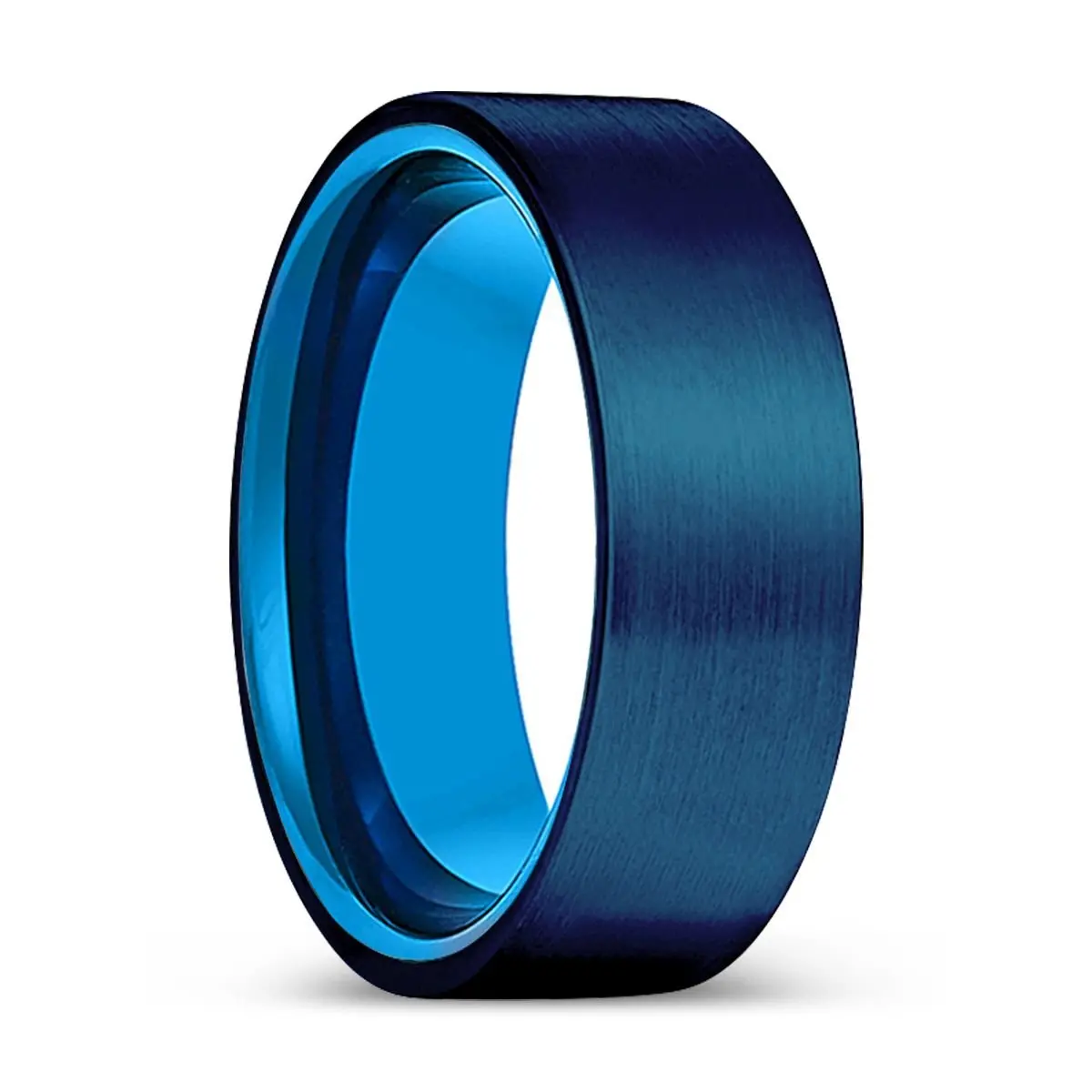 Brave | Blue Tungsten Ring, Blue Tungsten Ring, Brushed, Flat 1