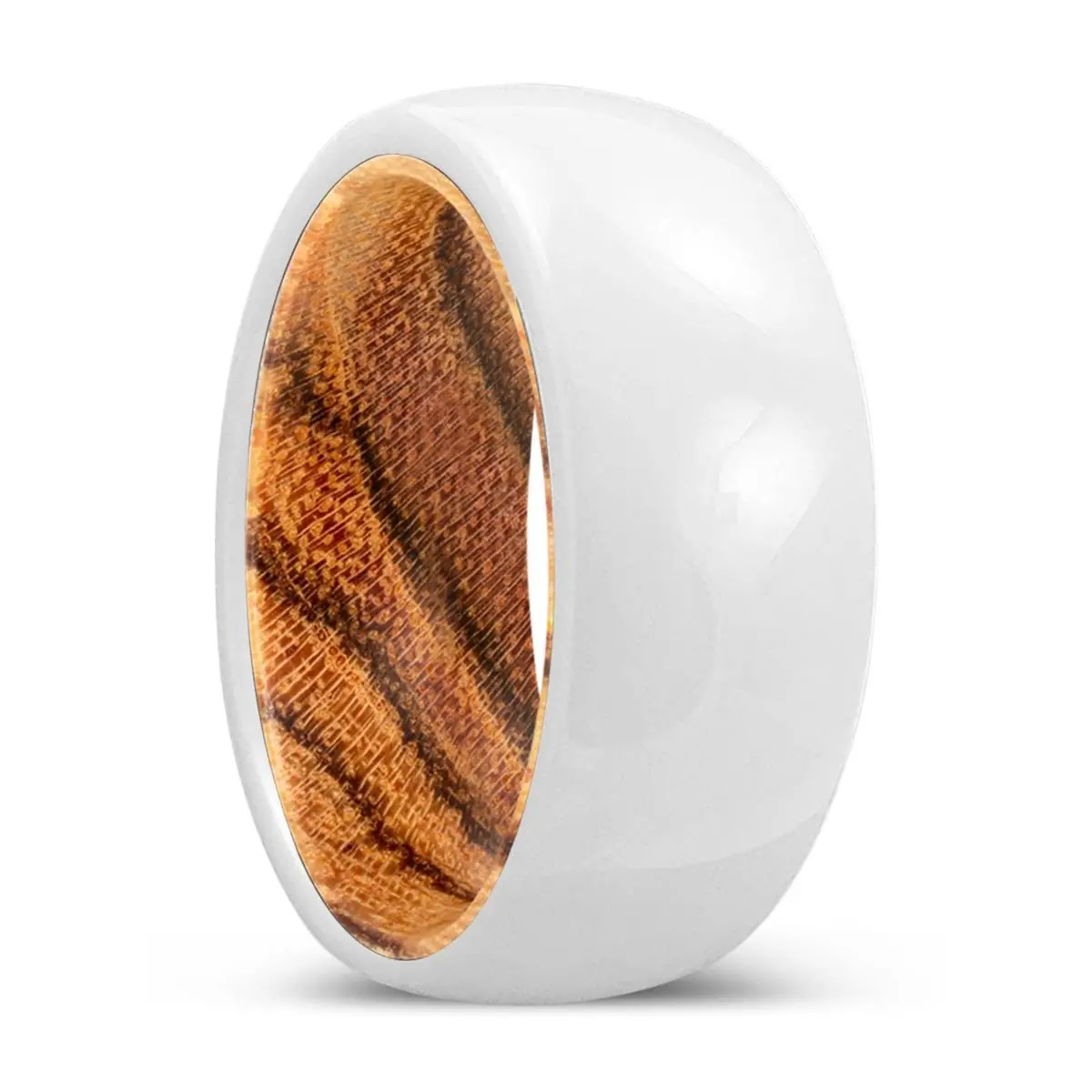 Breeze | Bocote Wood, White Ceramic Ring, Domed 1