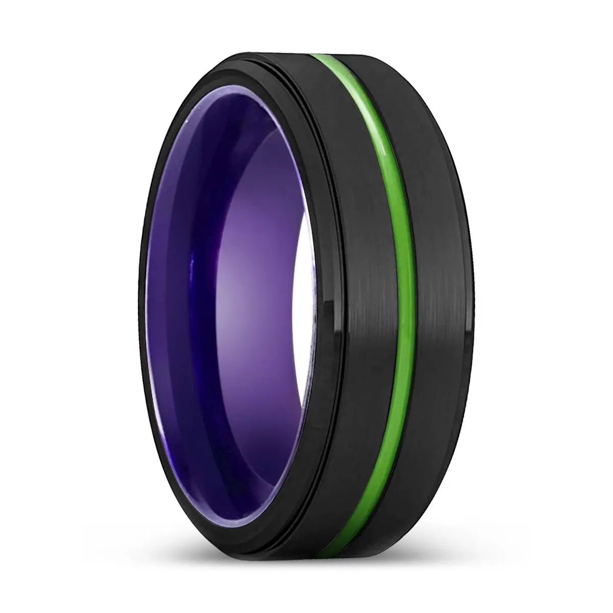 Bridgeport | Purple Ring, Black Tungsten Ring, Green Groove, Stepped Edge 1