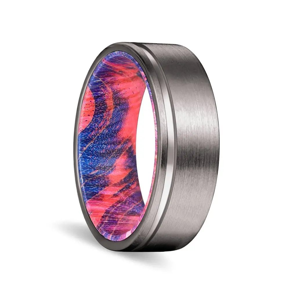 Bridges | Blue And Red Wood, Gunmetal Tungsten Offset Groove 1