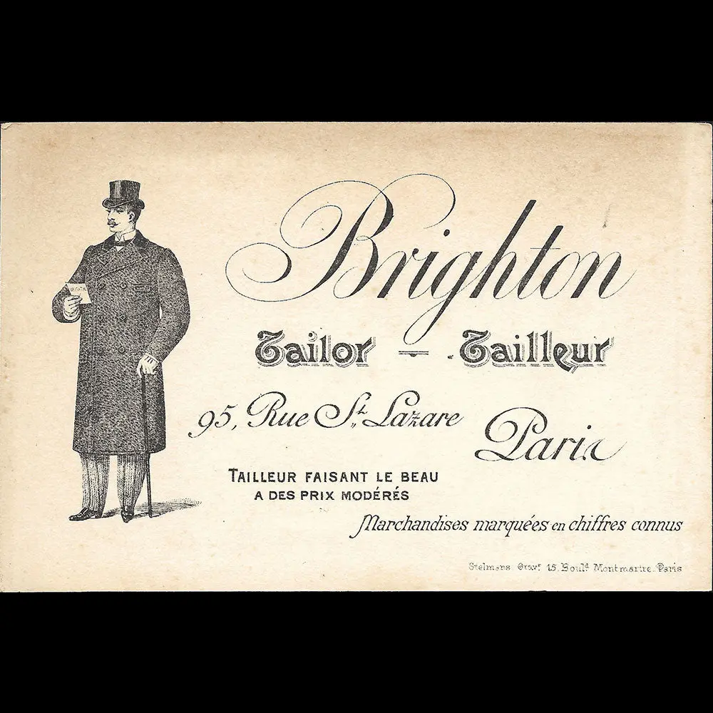 Brighton - Carte Du Tailleur, 95 Rue Saint-Lazare À Paris (1896) 1