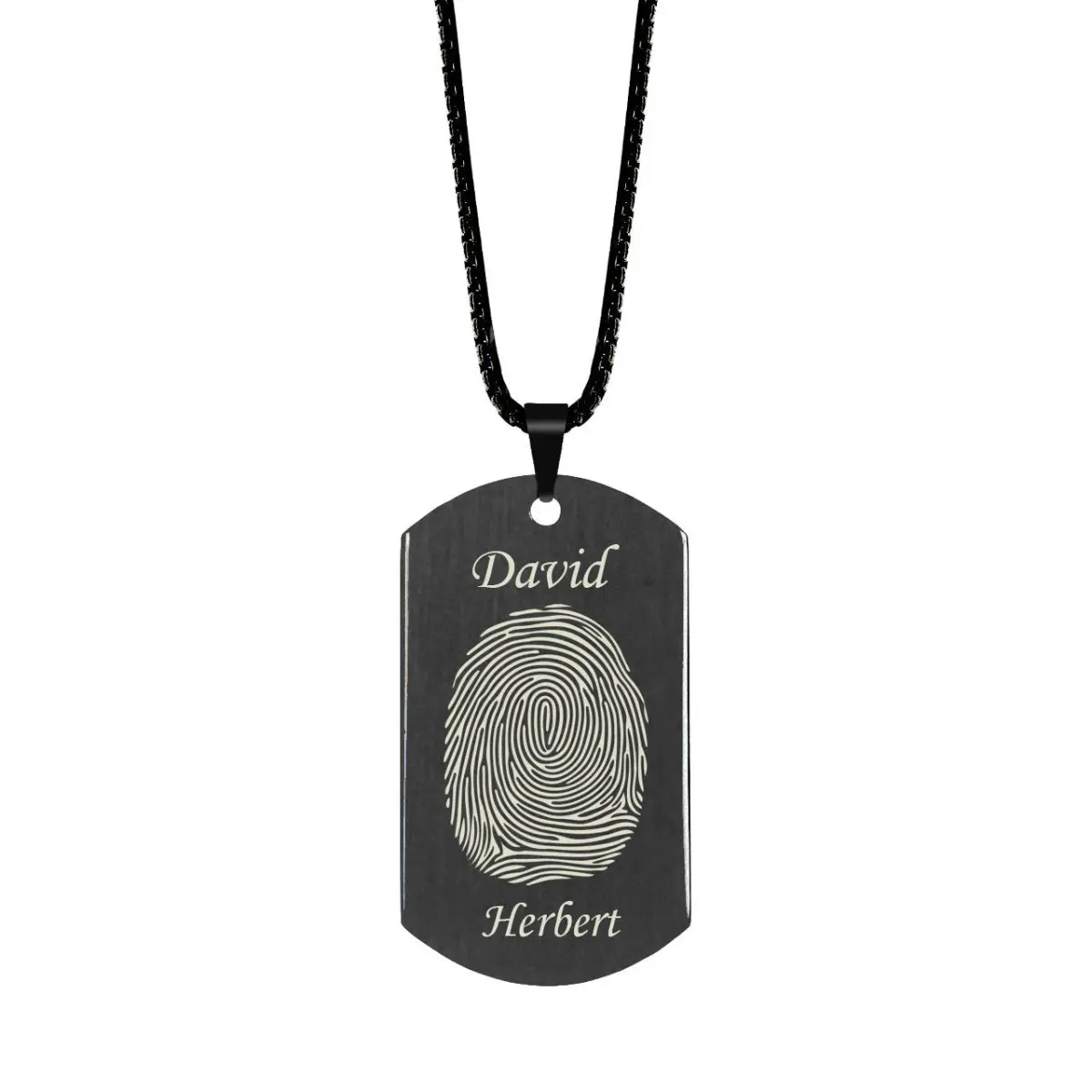 Brushed Fingerprint Dog Tag W/ First And Last Name 1