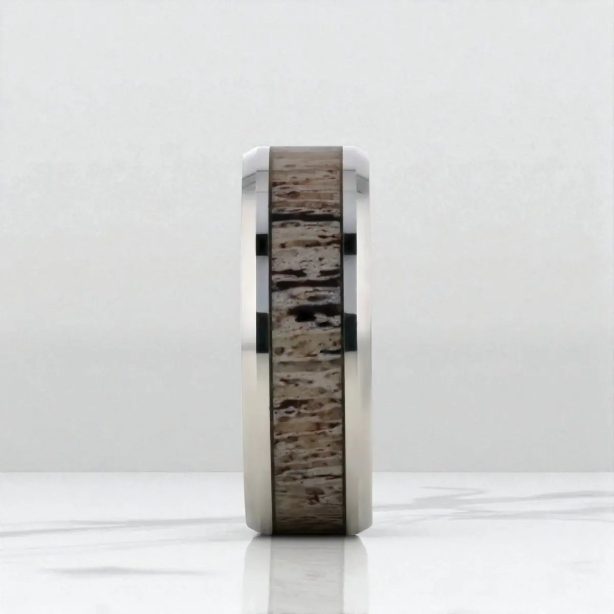 Buck | Ombre Deer Antler Inlay Tungsten Wedding Band 5