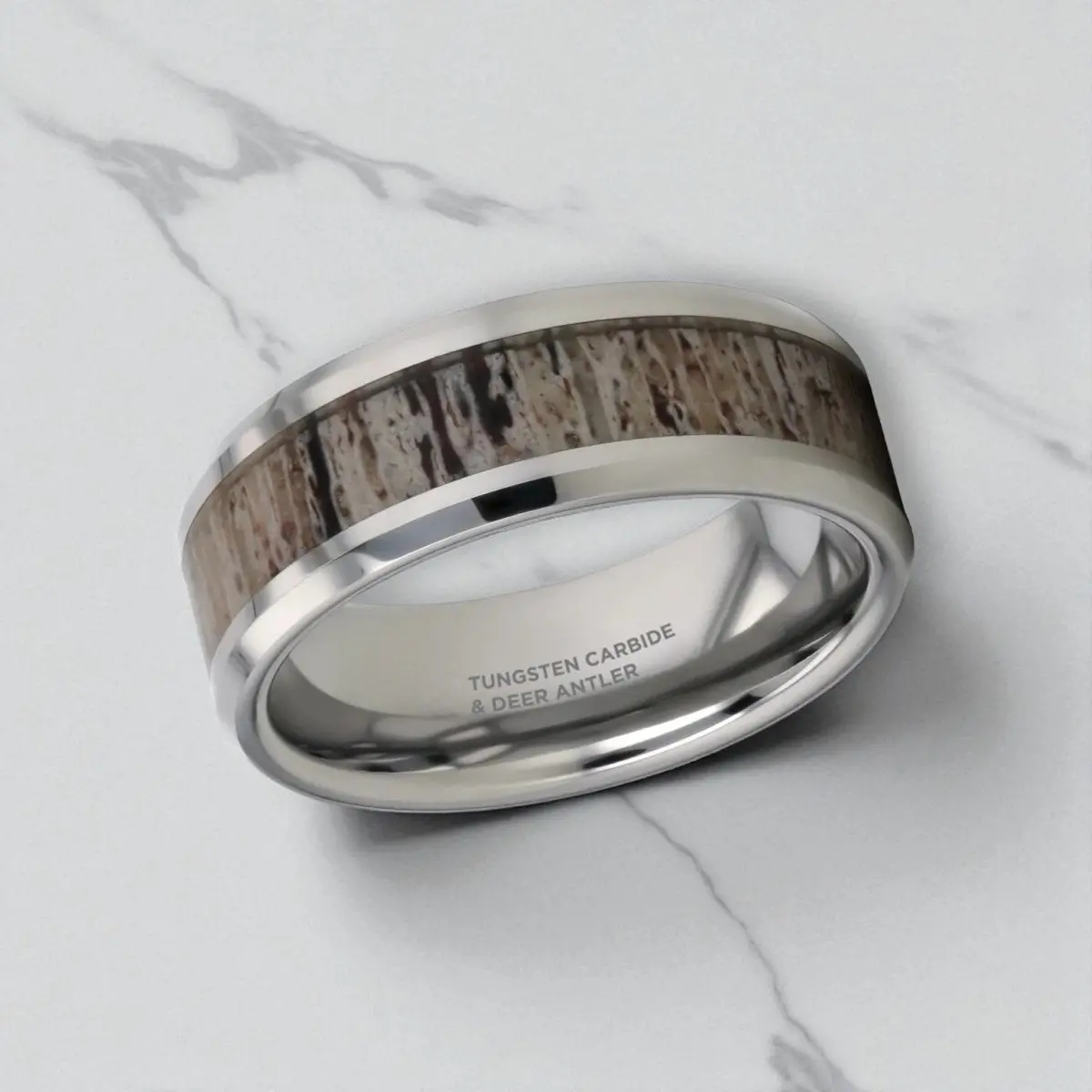 Buck | Ombre Deer Antler Inlay Tungsten Wedding Band 3