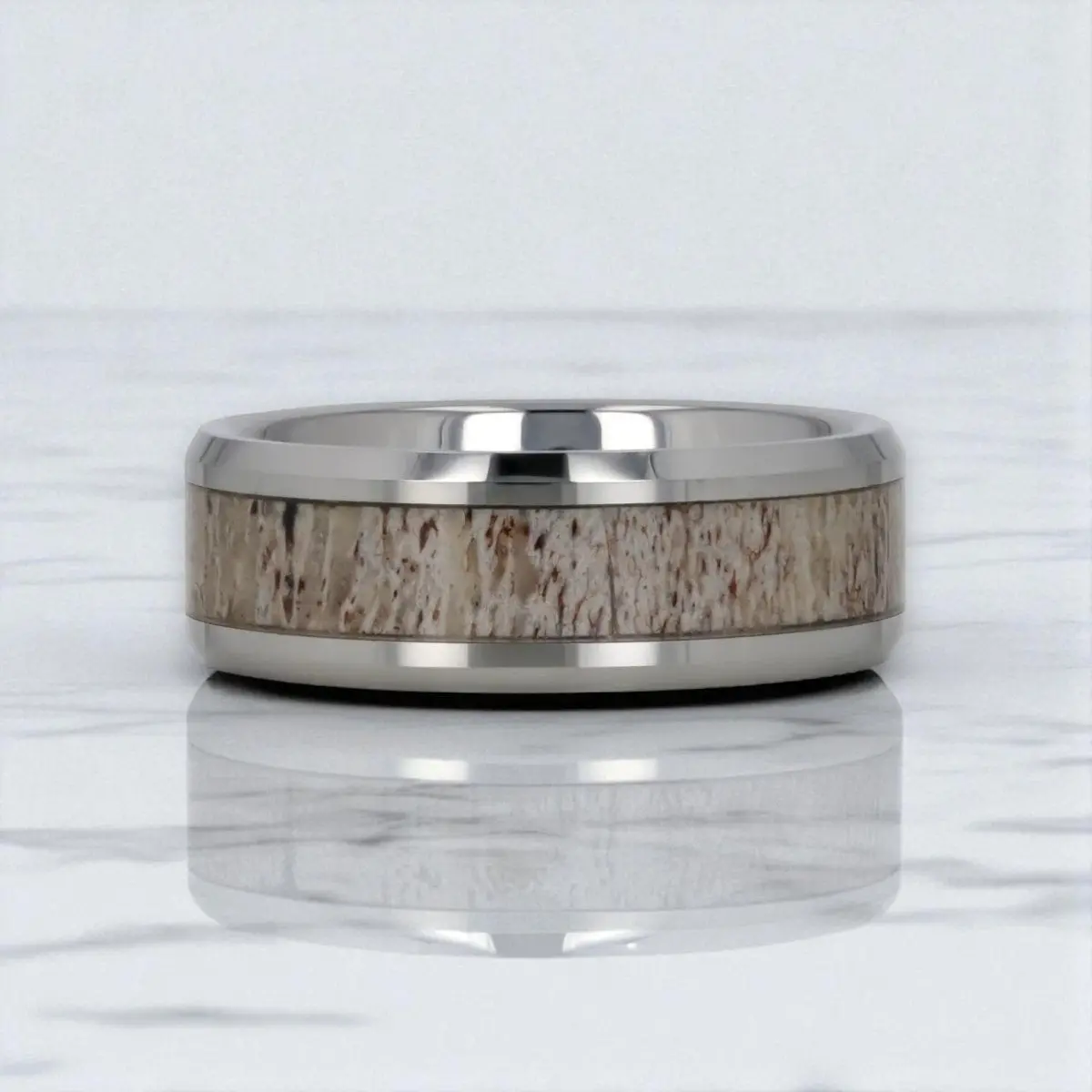 Buck | Ombre Deer Antler Inlay Tungsten Wedding Band 4