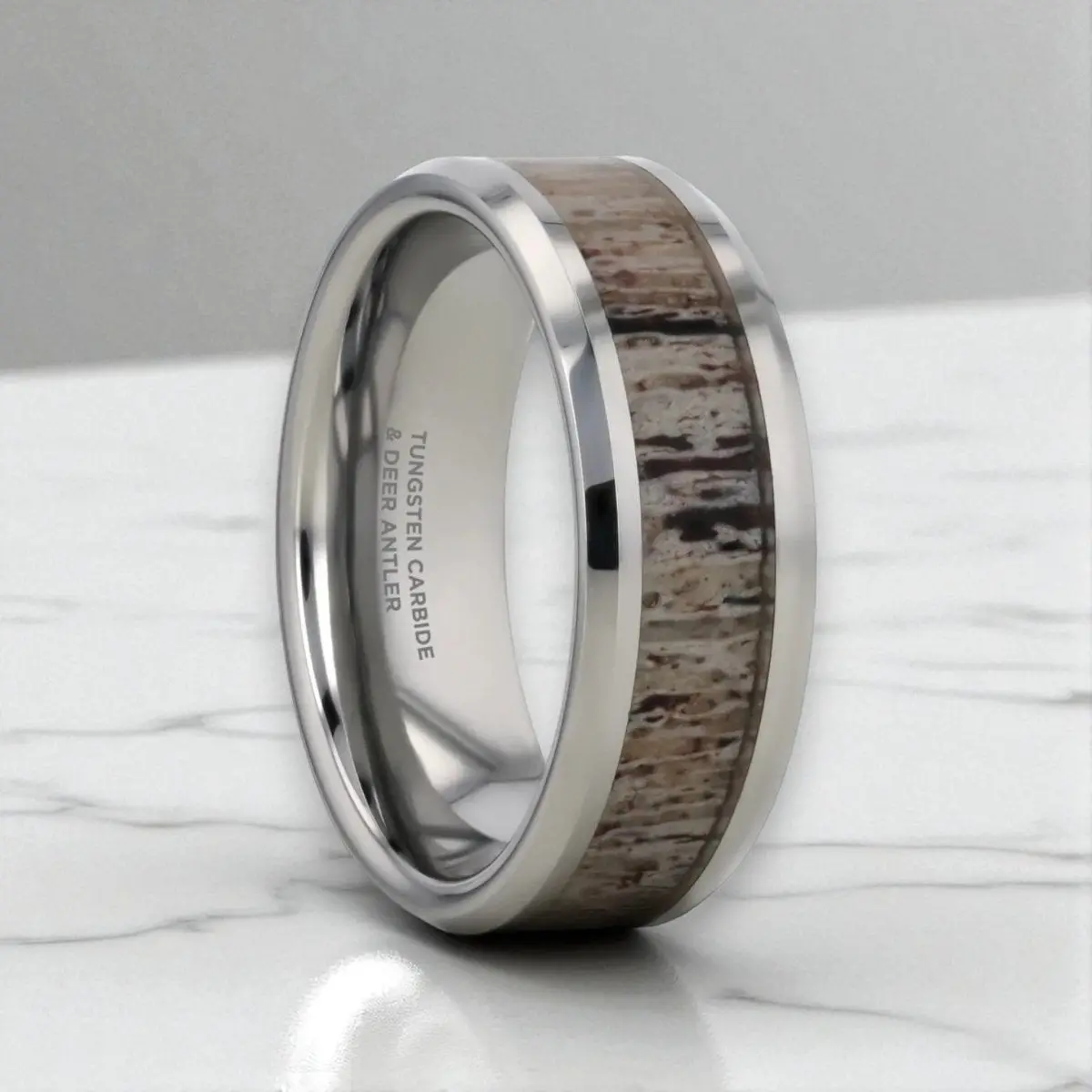 Buck | Ombre Deer Antler Inlay Tungsten Wedding Band 1