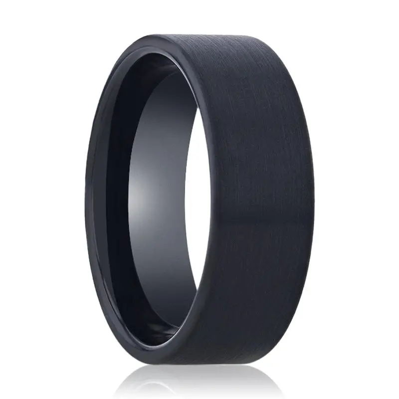 Bullet - Tungsten Ring Black Brushed Flat 1