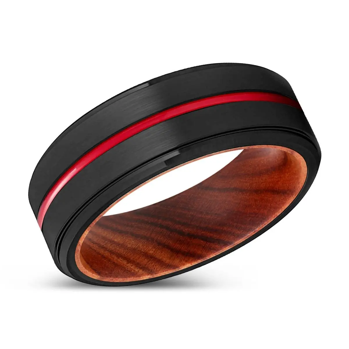 Butcher | Iron Wood, Black Tungsten Ring, Red Groove, Stepped Edge 2