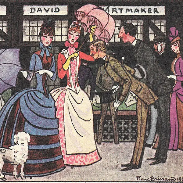 David - Carte Du Chemisier - Shirtmaker, 32 Avenue De L'opéra À Paris Illustrée Par Pierre Brissaud (Circa 1925) 2