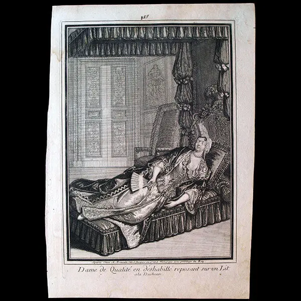 Trouvain - Dame De Qualité En Déshabillé Reposant Sur Un Lit À La Duchesse (Circa 1690) 1