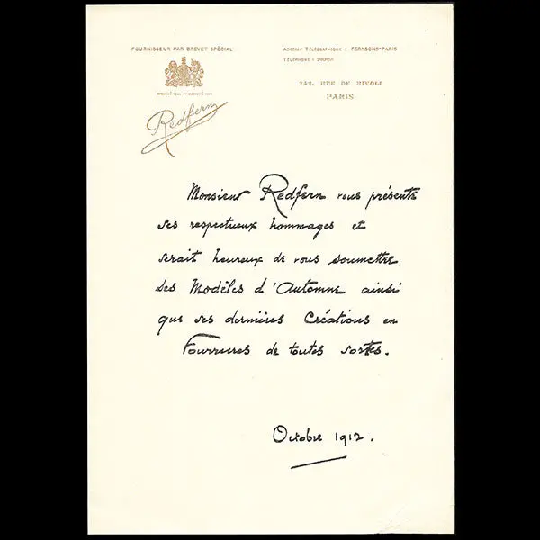 Redfern - Invitation De La Maison De Couture, 242 Rue De Rivoli À Paris (1912) 2