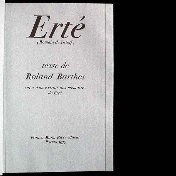 Erté Par Roland Barthes, Édition Française Fmr (1973) 2