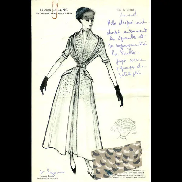 Lelong - Dessin De La Maison Lucien Lelong, Modèle Hasard (1948) 1