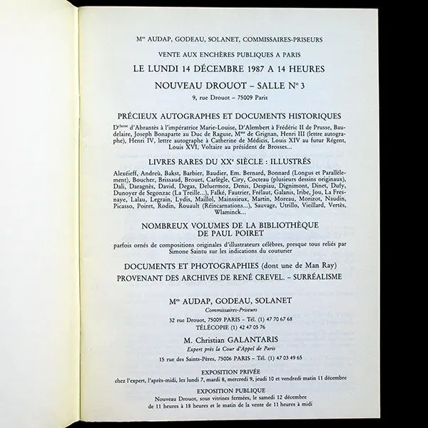 Poiret - Catalogue De La Vente De La Bibliothèque Partielle De Paul Poiret (1987) 2